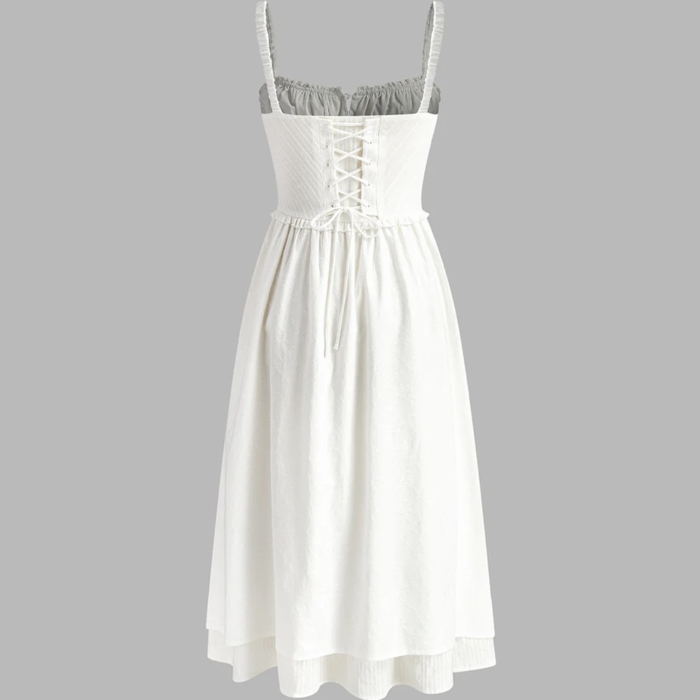 Commense White Midi Dress with Sweetheart Bodice - Picture 7 of 11